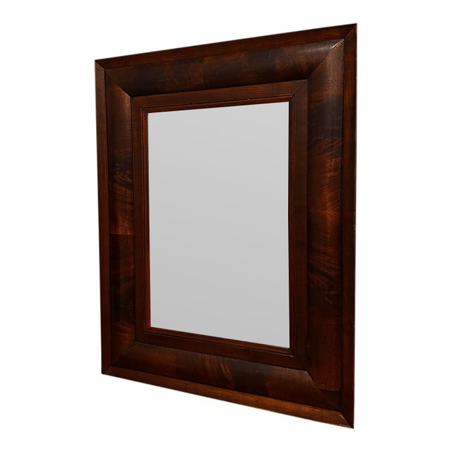 19th Century Antique Ogee Flame Mahogany Framed Mirror For Sale