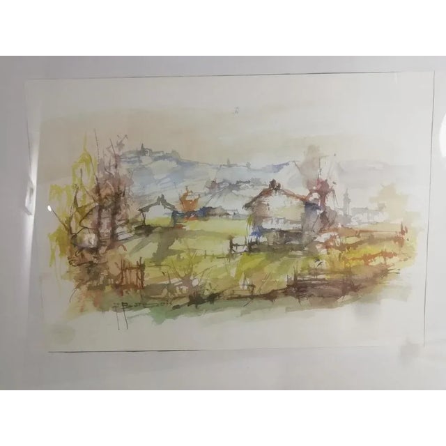 Pasquale Barberis, Landscape, Watercolor, 1970s For Sale - Image 4 of 10