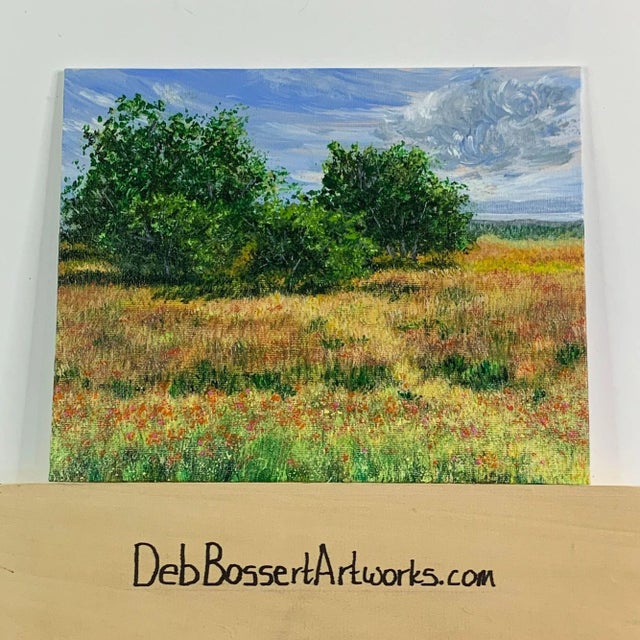 This gorgeous painting is 8" x 10" and is titled "Spring Pathways." It depicts a landscape scene with a cloudy sky and...