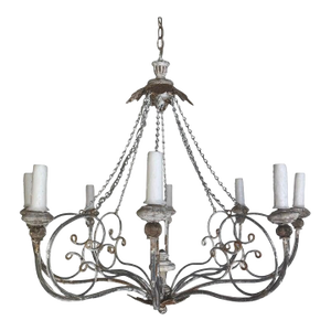 Iron Chandelier With Distressed Whitewash Finish by Miamar Home
