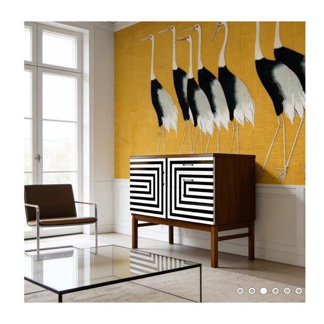 Polish Chest of Drawers with Op Art Motif, 1970s For Sale - Image 3 of 9