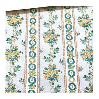 Antique French Provincial Paul Dumas Floral Hand Printed Wallpaper, Green Yellow For Sale