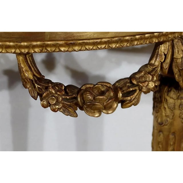 Louis XVI Mid 19th Century Marble and Gilded Wood Half-Moon Support Console For Sale - Image 13 of 18