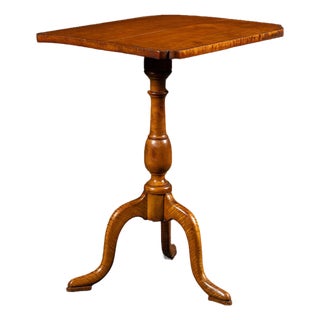Antique Flamed Maple Tilt-Top Table on Tripod Base With Tiger Grain For Sale