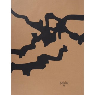 After Eduardo Chillida, Black Abstraction, Offset Lithograph For Sale