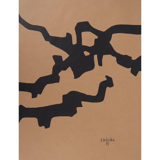After Eduardo Chillida, Black Abstraction, Offset Lithograph For Sale