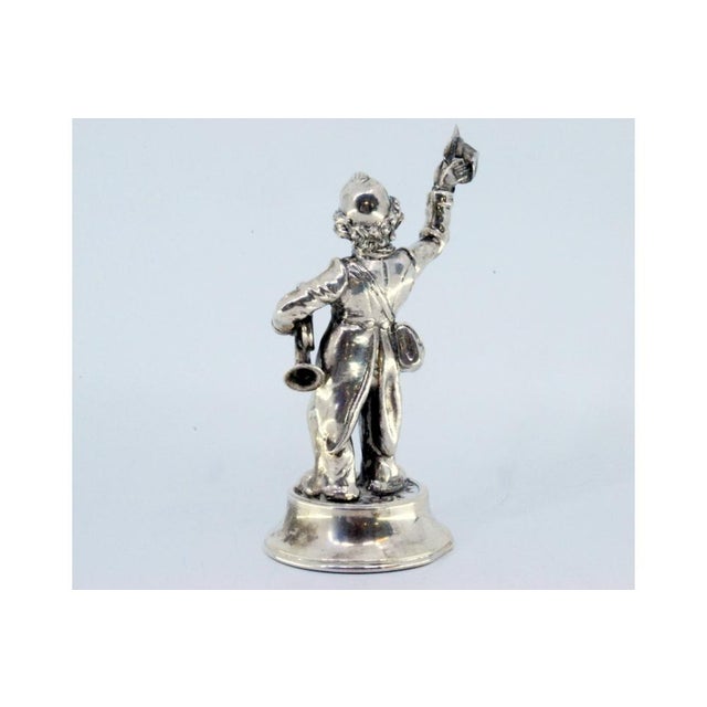 Silver Trumpet Player Waving His Hat on Round Beaded Base For Sale - Image 5 of 9