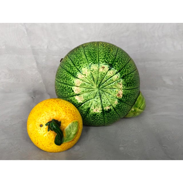 Wood Decorative Ceramic Melon Fruit Teapot With Bamboo Handle For Sale - Image 7 of 13