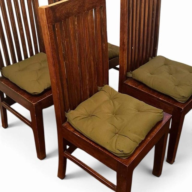 1990s Vintage Mango Wood High-Back Dining Chairs, 1990s, Set of 4 For Sale - Image 5 of 7