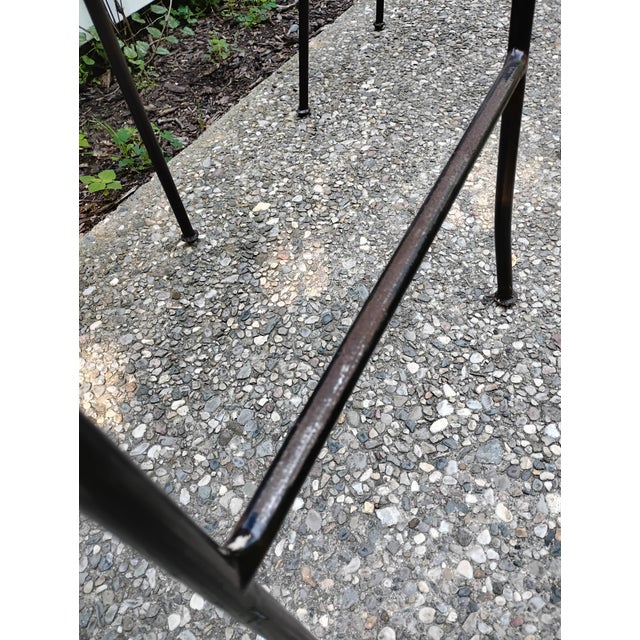 Late 20th Century Wicker Iron Bar Counter Stools Pair For Sale - Image 9 of 10
