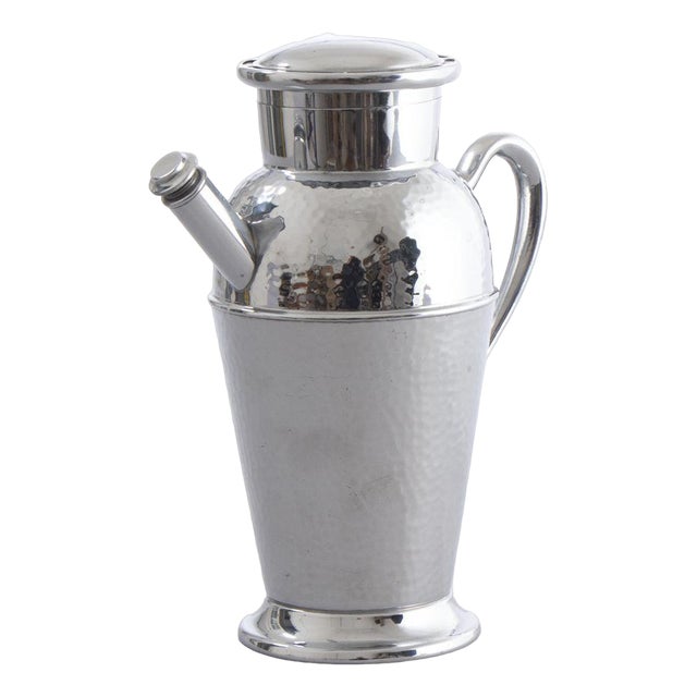 American Art Deco Hammered Chrome Cocktail Shaker For Sale