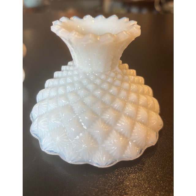 1900s Portieux Vallerysthal Pineapple Covered Dish White Opaline Milk Glass For Sale - Image 9 of 10