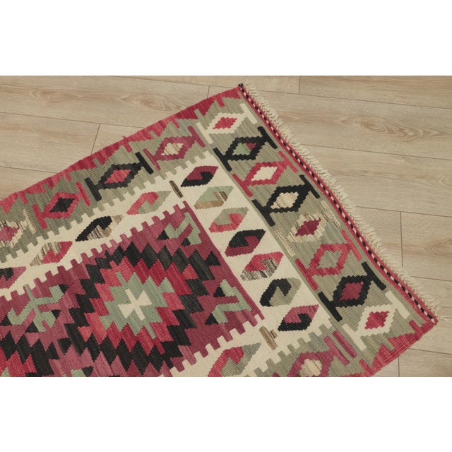 1970s 1970s Southwestern Style Handmade Red Oushak Kilim Runner Rug For Sale - Image 5 of 12