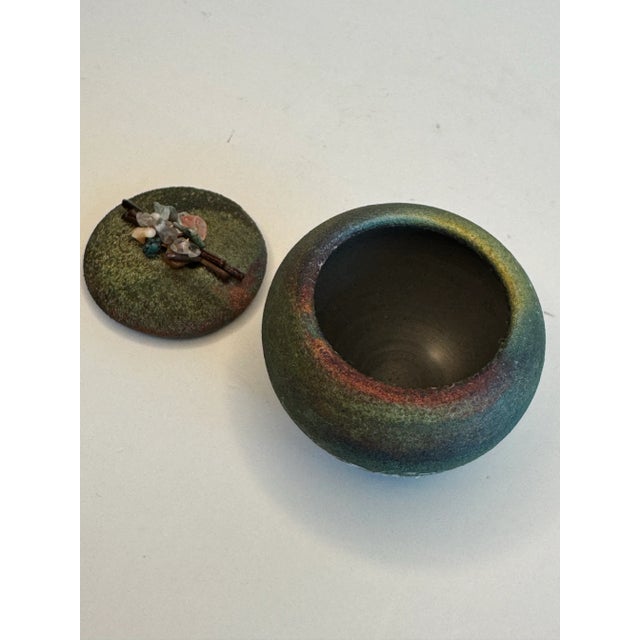 Modern Asian Raku & Polished Stone Small Lidded Jar For Sale - Image 9 of 11