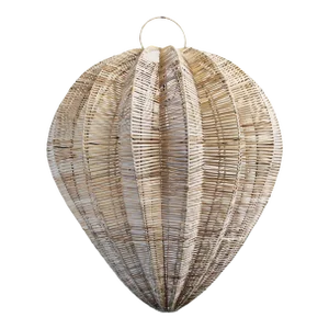 Contemporary Raw Rattan Starfruit Pendant Light Large