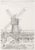Highly detailed drawing of a windmill on a farm in Denmark by M. Mayer (20th Century). A large rustic windmill is the...