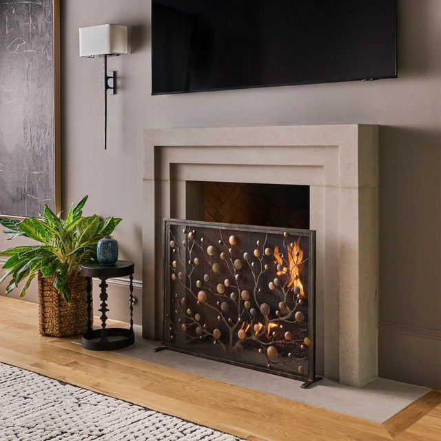 Black Origin Mid Century Modern Fireplace Screen For Sale - Image 8 of 12