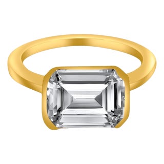 Natural Aquamarine Ring 6.5 14k Yellow Gold 2.94 TCW Certified For Sale