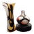 Vintage 1970s Italian Opaline Cased Glass Vase Set - Red, Amber & Black Swirl For Sale
