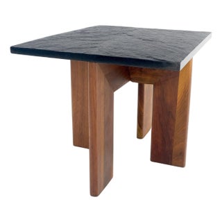 Adrian Pearsall Solid Walnut Slate Like Top Composite Top End Side Table Mint For Sale