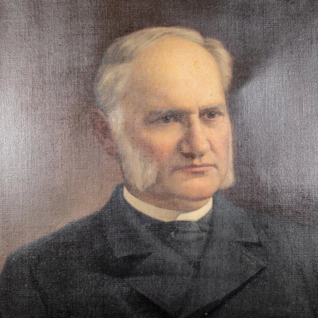 ABOUT An antique 19th century oil portrait on canvas of a gentleman. Signed "Oscar Hallwig 1895" on the upper left corner....