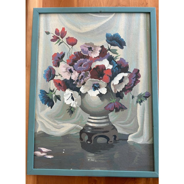 Vintage Mid-Century Vase of Poppies Still Life Painting For Sale In Boston - Image 6 of 6