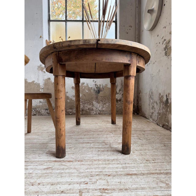 Oval Walnut Farmhouse Table, 1950s For Sale - Image 14 of 18