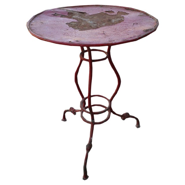 Vintage Red Bistro Table, 1950s For Sale