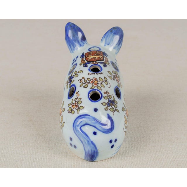 Blue Desvres Fourmaintraux French Faience Pique Fleurs Bud Vase For Sale - Image 8 of 10