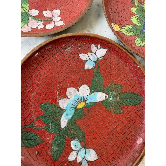 Antique Chinese Cloisonné Small Enamel Trays - Set of 3 For Sale In New York - Image 6 of 6