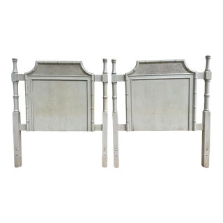 Vintage Hollywood Regency Faux Bamboo Twin Head Boards a Pair For Sale