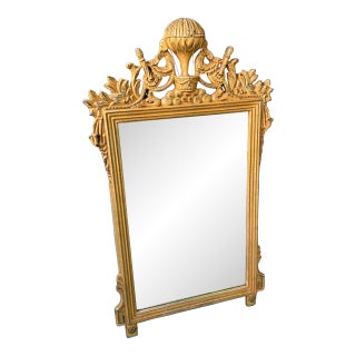 Vintage Hot Air Balloon Crest French Empire Style Vertical Mirror For Sale