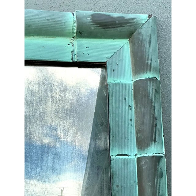 Vintage Patinated Copper Shingle Floor Mirror For Sale - Image 9 of 12