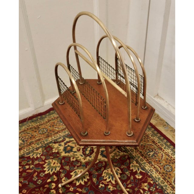 Victorian Golden Oak and Brass Revolving Magazine Rack, 1880 For Sale - Image 3 of 7