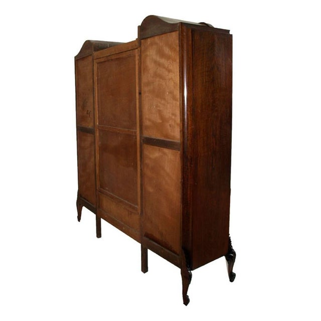 Baroque Baroque Venetian Hand-Carved Walnut & Burl Walnut Wardrobe with Mirror, 1910s For Sale - Image 3 of 13