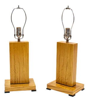 Figured Satinwood Table Lamps - a Pair