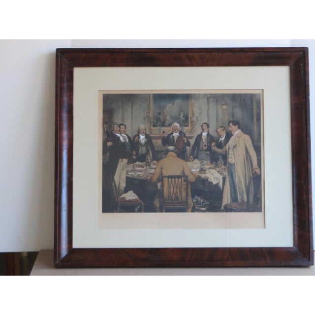 Paper Walter Dendy Sadler Hand Colored Etching 'Birthday Party' W Flaming Mahogany Frame For Sale - Image 7 of 8