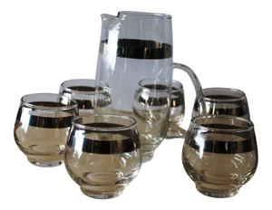 Vintage Dorothy Thorpe-Inspired Pitcher & Glasses Cocktail Set- 7 Pieces