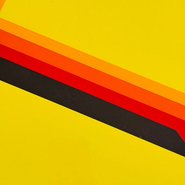 Brown 1970s Geometric Abstract Serigraph by Frank Rowland, Titled "Fanfare" For Sale - Image 8 of 12