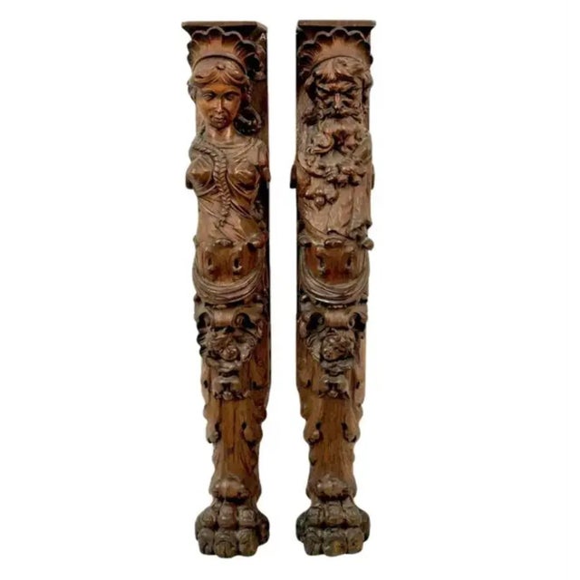 Pair of Carved Wooden Architectural Fragments For Sale - Image 10 of 10