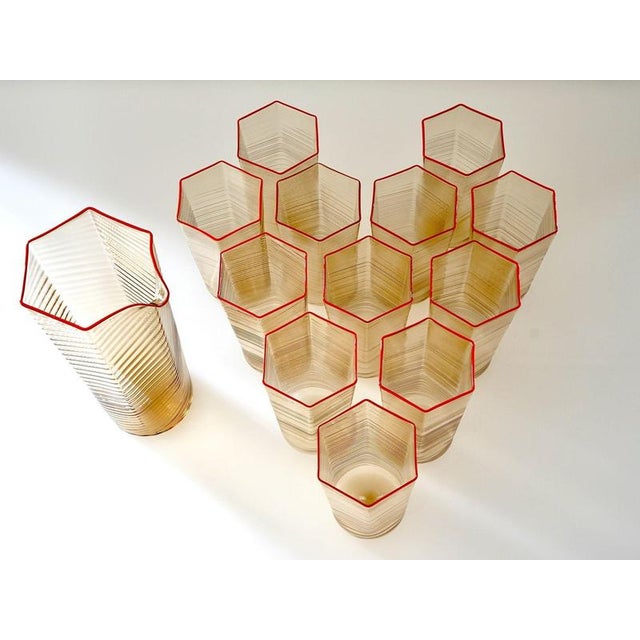 Esagonali Tumblers and Pitcher in Murano Glass, Set of 13 For Sale - Image 11 of 18