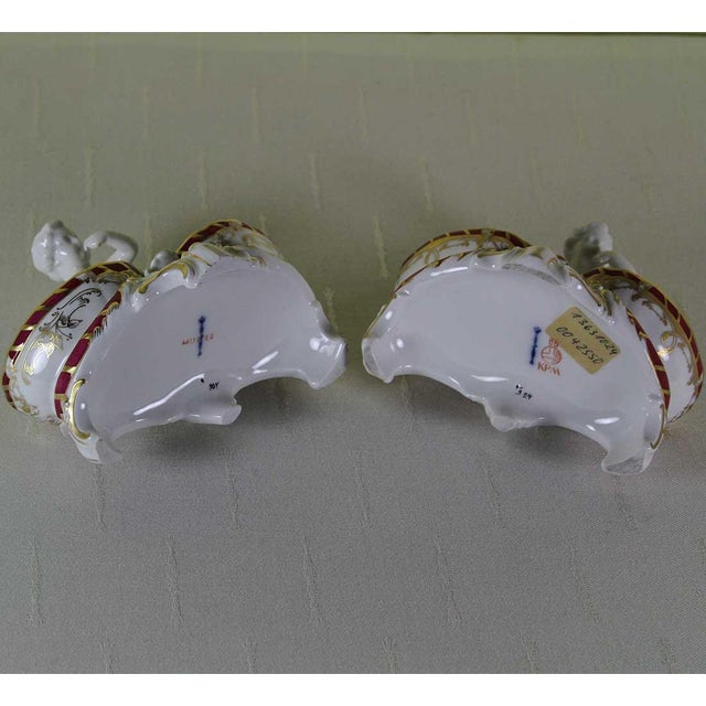 1980’s Vintage/New KPM Pair of Salt Cellars With Putties Hand-Painted With Purple-Red & Gold For Sale - Image 10 of 14