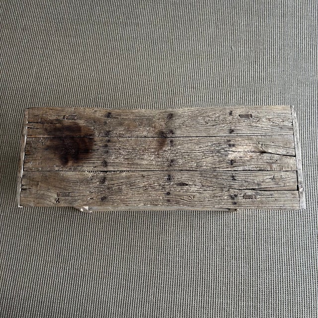 Wood Vintage Reclaimed Natural Elm Wood Coffee Table For Sale - Image 7 of 8