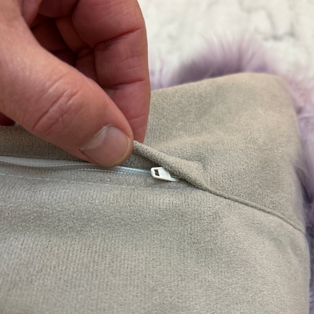 Textile Light Purple Alpaca Pillow Suede Back For Sale - Image 7 of 7