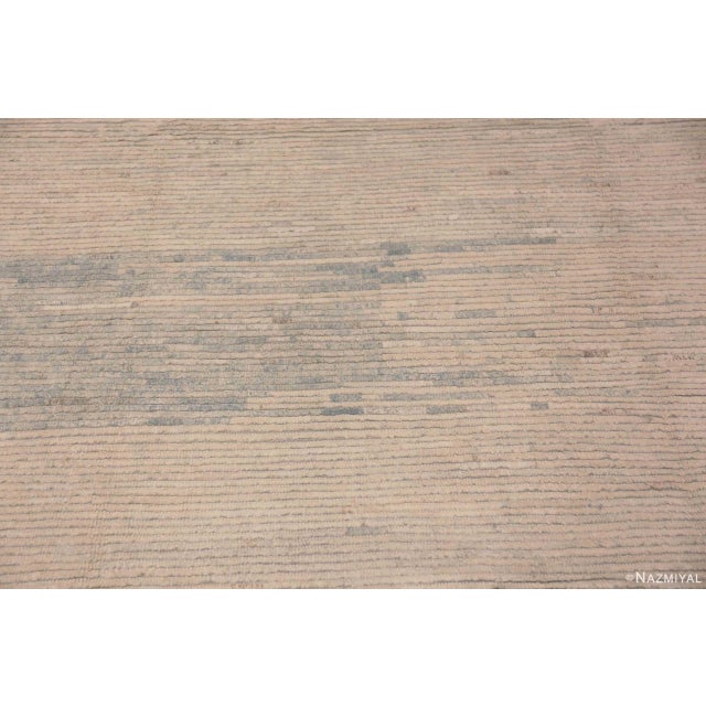 2020s Abstract Solid Light Ivory Cream And Sky Blue Abrash Modern Room Size Rug For Sale - Image 5 of 6