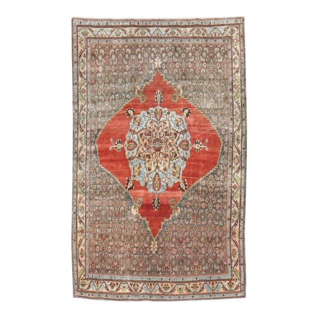 Antique Zabihi Collection Persian Bidjar Iron Fist Rug - 4'8" x 7' For Sale