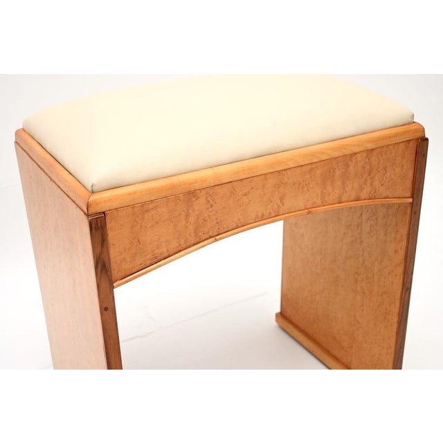 Art Deco Birds Eye Maple and Leather Stool, 1930 For Sale - Image 6 of 8