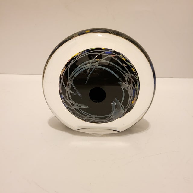 Blue 1990s Dichroic Glass Paperweight Sculpture by Rollin Karg For Sale - Image 8 of 8