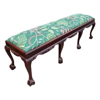 Early 20th Century Chippendale-Style Upholstered Bench For Sale