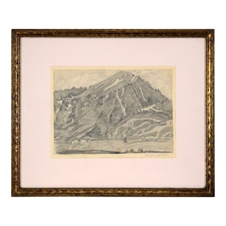 San Gabriel Mountain Landscape in Black and White - Graphite Pencil on Paper by Ralph Holmes For Sale